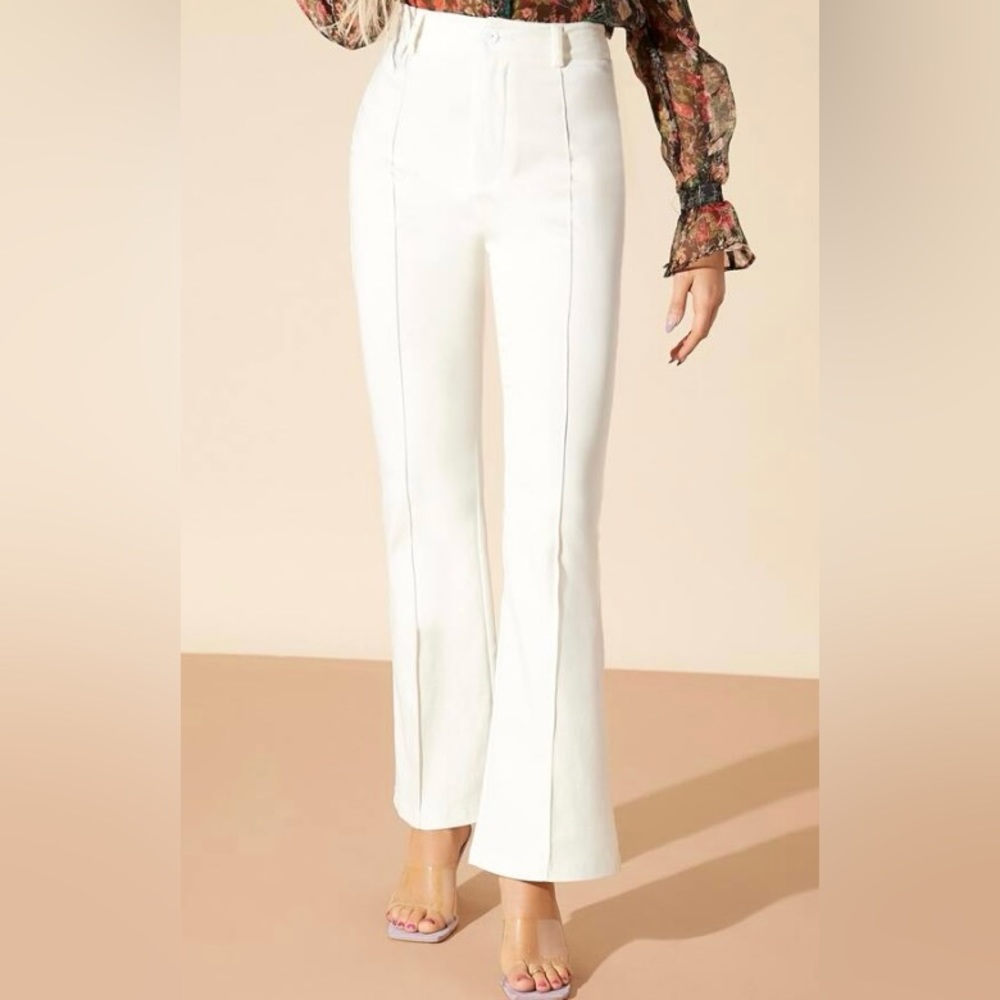 White Tailored Flare Pants Slacks